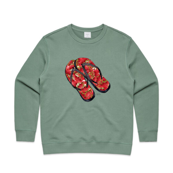 Pohutukawa Jandals Sweatshirt - AS Colour Womens Premium Crew Thumbnail