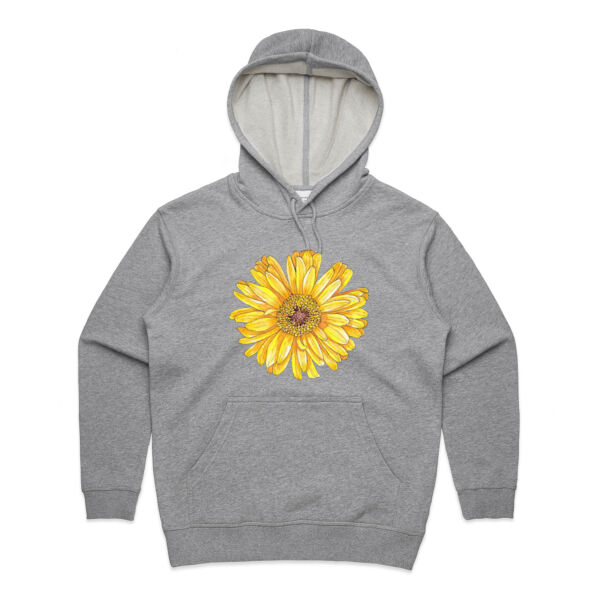 Happy Yellow Gerbera Hoodie - AS Colour Womens Premium Hood Thumbnail