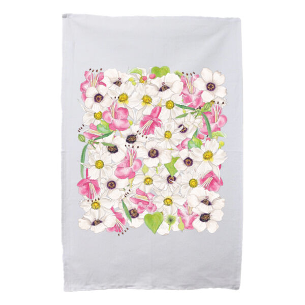 Uncommon NZ Native Flowers - White Tea Towel Thumbnail